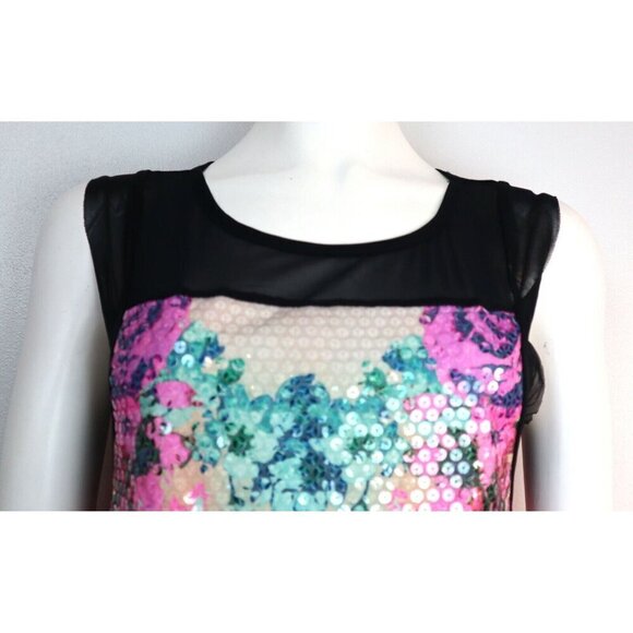 FLORAL PRINT SEQUINS TANK TOP - PRETTY REBELLIOUS - SIZE M - NEW WITH TAGS - Picture 3 of 6
